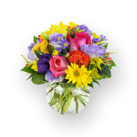 Birthday Blast-Colorful and festive birthday bouquet for a joyful celebration