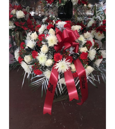 Red, White & Silver Casket Cover