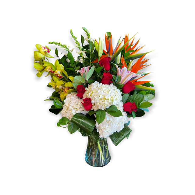 Paradise-Tropical paradise floral arrangement for an exotic anniversary celebration