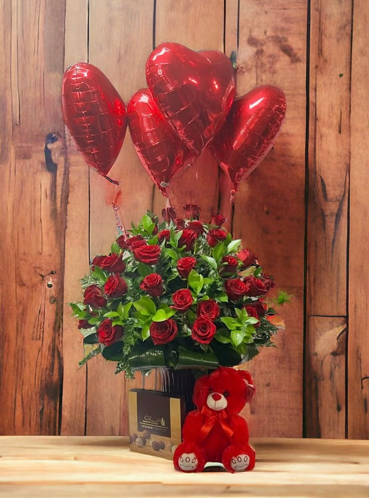 Elegant arrangement of roses for a birthday celebration