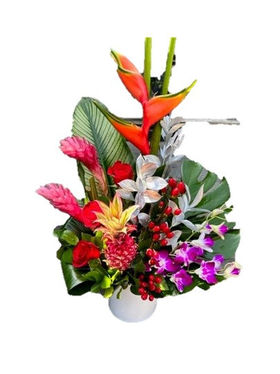 Floral arrangement with rich colors