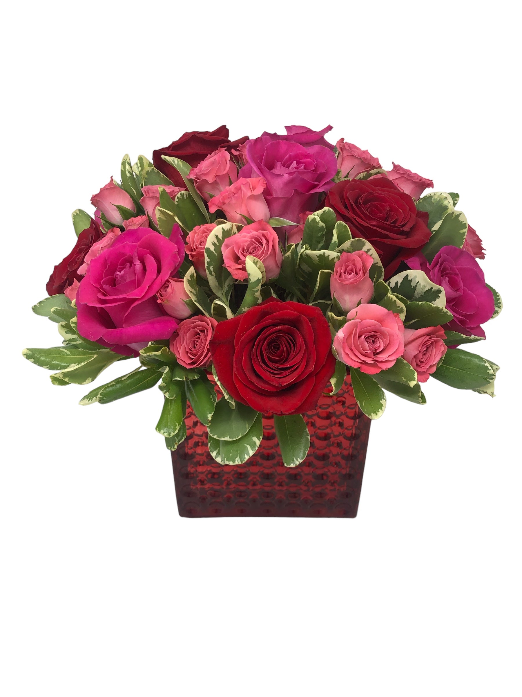 Rose Medley-Anniversary love bouquet with assorted roses expressing deep affection and romance