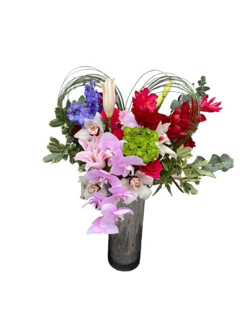 Heartbeat-Heart-shaped floral arrangement to symbolize love on an anniversary